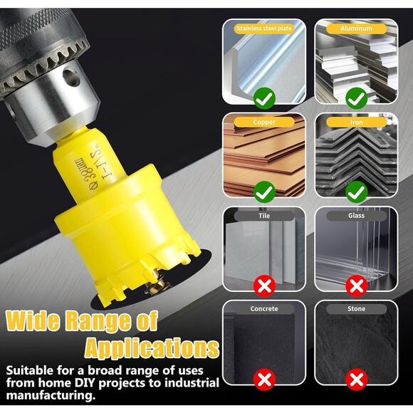 14PCS Carbide Hole Saw Kit for Metal,1/2'' to 2-1/8" TCT Hole Saw Set with Ti... - Picture 5 of 7